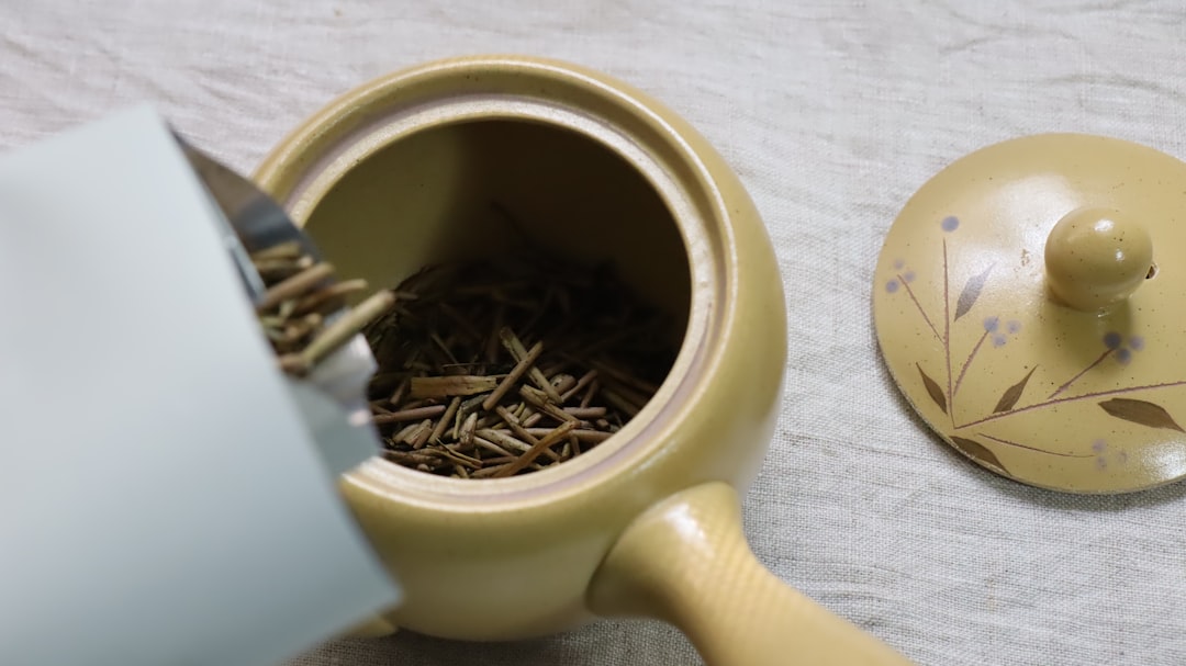 A teapot with a tea in it next to a cup of tea
